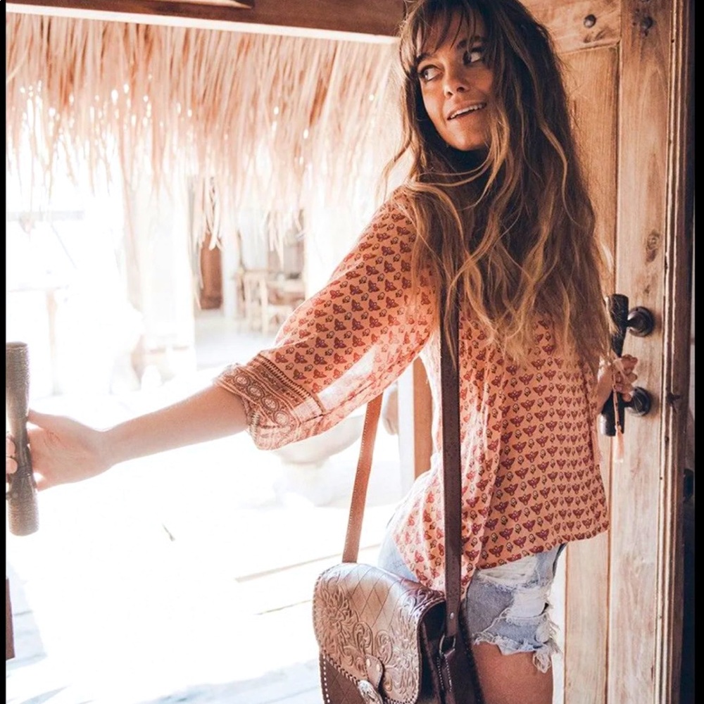 Spell Sunset Road Blouse pink EUC